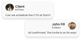 Client request card for scheduling